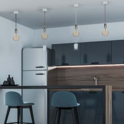 Pendul tavan soclu E27 Crom/alb SKU-3755 V-tac foto