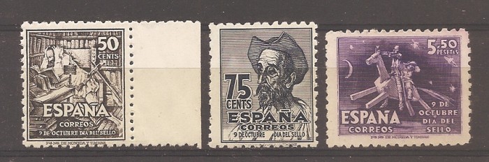 Spania 1947 - Ziua timbrului (val. 5.50 - urma fina sarniera), MNH/MH