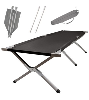 Pat de camping pliabil XXL negru 150kg foto
