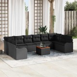 VidaXL Set de Sofă pentru Grădină 11 pcs Negru Mare Ratan