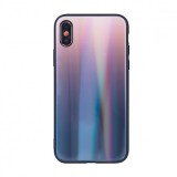 Husa Silicon Glass AURORA Apple iPhone X / XS Roz / Negru