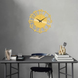 Ceas de perete, Metal Wall Clock 15, Metal, Dimensiune: 48 x 48 cm, Auriu, Tanelorn