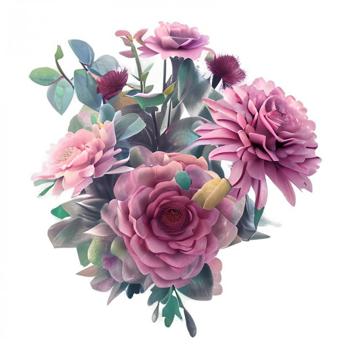 Sticker decorativ, Trandafiri, Roz, 65 cm, 10555ST