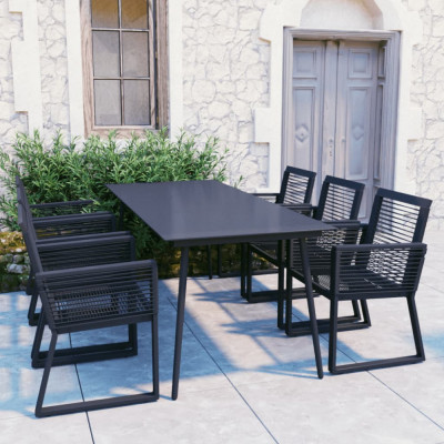 vidaXL Set mobilier de exterior, 7 piese, negru, ratan PVC foto