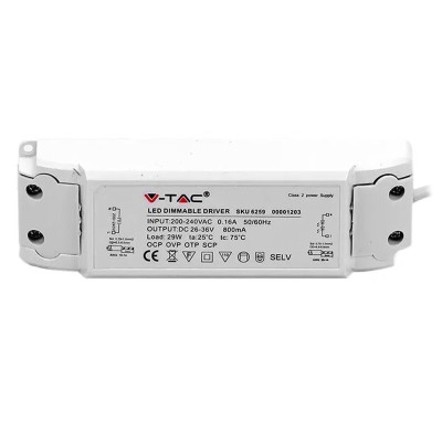 Driver pentru panou LED 29W 25-36VDC 800mA A++ IP20 V-TAC foto