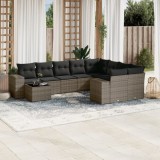 vidaXL Set mobilier de grădină cu perne, 10 piese, gri, poliratan 3255397