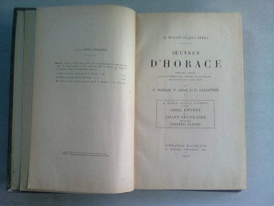 OEUVRES D&amp;#039;HORACE - FREDERIC PLESSIS (CARTE IN LIMBA LATINA) foto