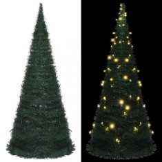 vidaXL Brad șnur de Crăciun artificial pop-up pre-iluminat verde 210cm