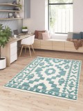 Cumpara ieftin Covor Premium Belgian Model Monaco 23514-350, Marime 123 x 170 cm, Albastru, Turcoaz, Verde, Antialergic, Polipropilena, Living, Dormitor, Sufragerie,
