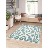 Covor Premium Belgian Model Monaco 23514-350, Marime 123 x 170 cm, Albastru, Turcoaz, Verde, Antialergic, Polipropilena, Living, Dormitor, Sufragerie,
