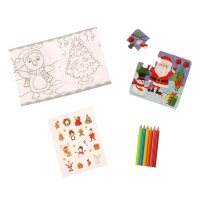 Set Crăciun, Multicolor, Include Puzzle, Carte De Colorat, Minicreioane Colorate, Autocolante, 6.5x18.5cm foto