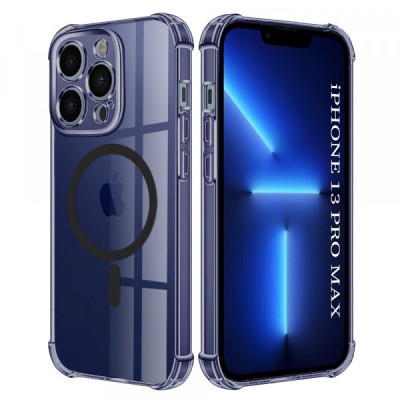 Husa MagSafe pentru Apple iPhone 13 Pro Max, Techsuit, Shockproof Clear, Neagra foto