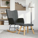 VidaXL Scaun balansoar cu taburet, gri &icirc;nchis, textil