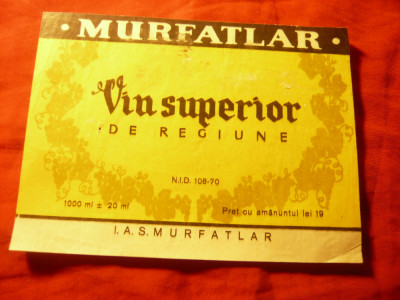 Eticheta veche Vin Murfatlar - 1970 Vin superior de regiune 1 l foto