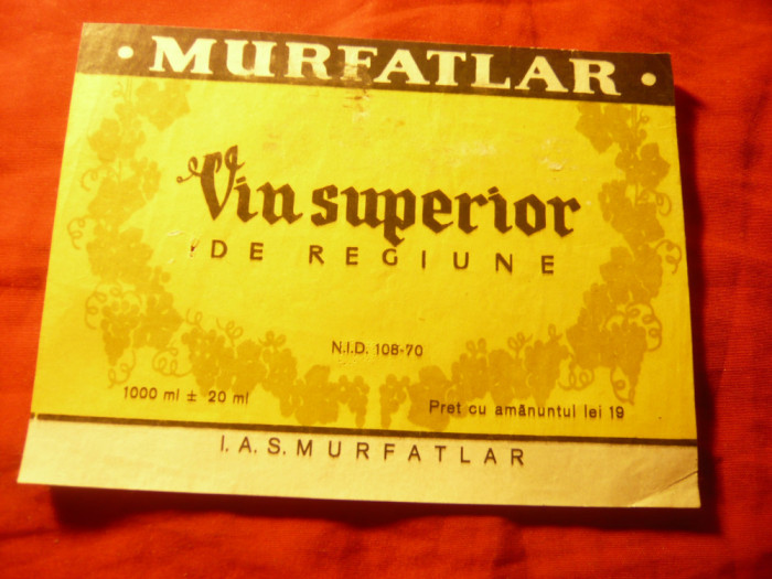 Eticheta veche Vin Murfatlar - 1970 Vin superior de regiune 1 l