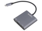 Adaptor HDMI 1.4,Thunderbolt 3,USB 3.2 aurit 0,15m negru gri