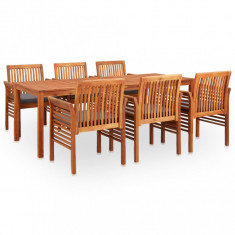 vidaXL Set mobilier de exterior cu perne 7 piese, lemn masiv de acacia