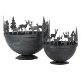 Cumpara ieftin Set 2 boluri Craciun metal gri &Oslash; 19x17 cm, &Oslash; 13x14 cm