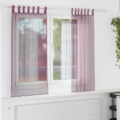 vidaXL Perdele Voile cu Bucle 2 buc Violet 140x140 cm foto