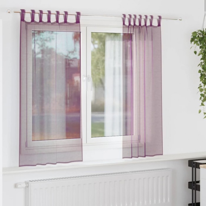 vidaXL Perdele Voile cu Bucle 2 buc Violet 140x140 cm