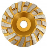 Disc Cupa Diamantata DiamantatExpert cu Dinti Alternativi Pentru Slefuire Rapida de Beton si Abrazive 125 mm x 22,2 mm Premium