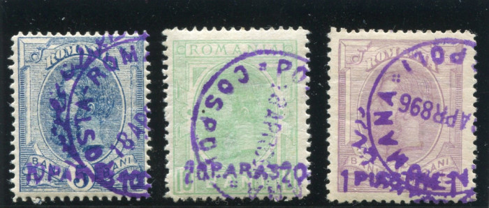 1896 , Posta Romana in Constantinopol , supratipar violet - urme sarniera