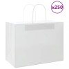 vidaXL Pungi H&acirc;rtie Albe cu M&acirc;nere, 32x17x25 cm, 250 buc - Sacose Kraft Durabile, Reciclabile, Transport Cadouri, Cumparaturi, Petreceri