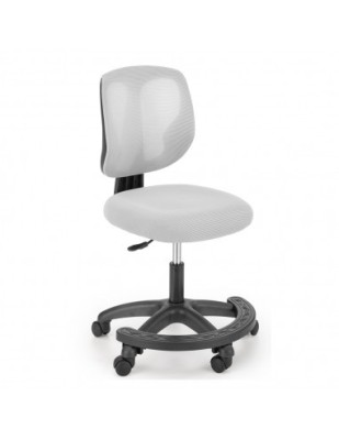 Scaun birou copii HM Nani, ergonomic, inaltime ajustabila, suport picioare, fara cotiere, mesh, 80 kg, gri foto