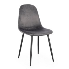 Set 4 scaune otel negru catifea gri Irelia 44x53x84 cm
