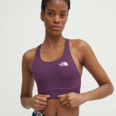 The North Face sutien sport reversibil Flex culoarea violet, neted, NF0A886QWI81