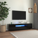 Comodă TV cu lumini LED, negru, 160x35x40 cm, vidaXL