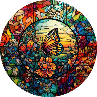 Sticker decorativ, Fluture, Multicolor, 60 cm, 1278STK-2 foto