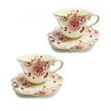 Serviciu Portelan Vintage 2 Cesti si farfurii, Magnolia