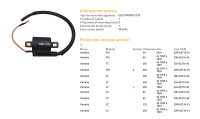 Bobina inductie Yamaha YZ 125 250 90- 90, XT 350 85- 00, TT 350 foto