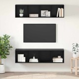 vidaXL Set comodă TV Pe perete 2 pcs Stejar negru 37 x 37 x 142.5 cm