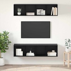 vidaXL Set comodă TV Pe perete 2 pcs Stejar negru 37 x 37 x 142.5 cm