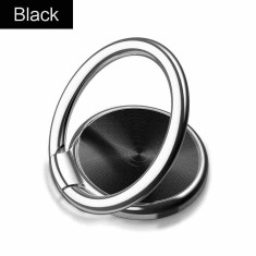Suport telefon tip inel 360&deg; cu stand, negru, universal pentru iPhone/Samsung/Xiaomi