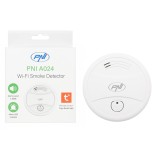 Senzor de fum PNI A024 cu Wi-Fi, control din aplicatia Tuya Smart, alimentare baterie 9V, 85dB, alarma sonora si vizuala, alarma