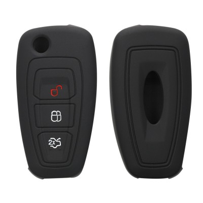 Husa Cheie Auto pentru Ford - 3 Butoane, Silicon, Negru, 46012.01 foto