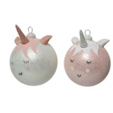 Cumpara ieftin Glob decorativ - Bauble Unicorn - Winter White and Blush Pink - mai multe culori | Kaemingk