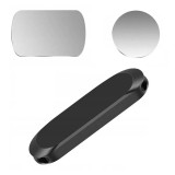 Suport auto magnetic pentru telefoane, 2 placi metal incluse, suport lateral pentru cablu, 7 x 2.2 cm, negru