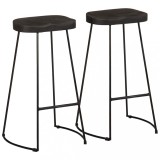 Scaune Bar vidaXL, 2 buc, Lemn Mango Masiv, Negru, 45x40x78 cm, Moderne, Suport Picioare, Rezistente, Max 110kg
