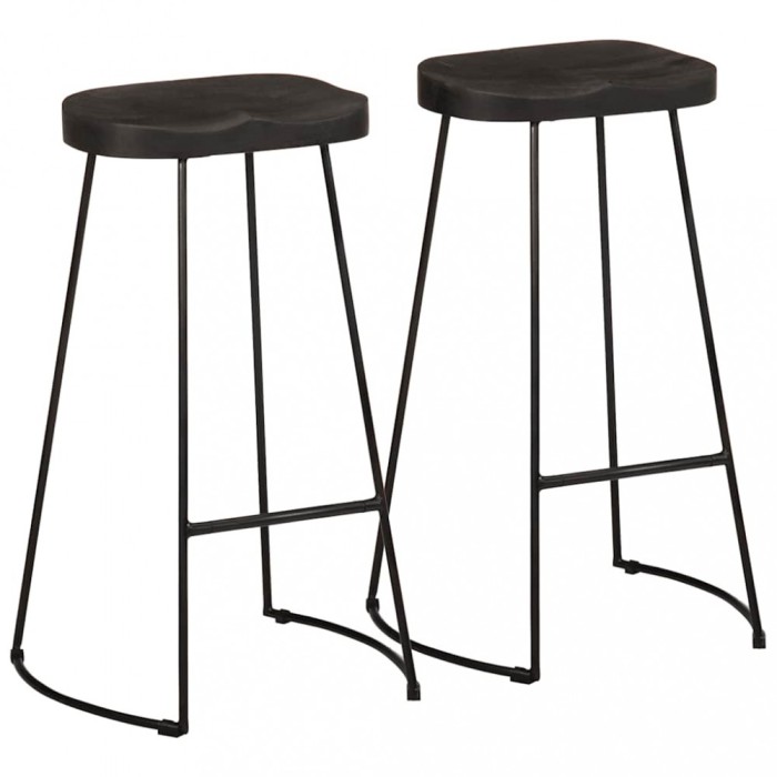 Gossi scaune de bar 2 buc negru 45x40x78 cm lemn masiv de mango