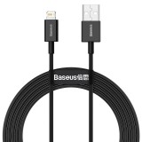Cablu Baseus CALYS-CO1 USB-Lightning 2m 2.4A negru silicon +suport Apple PD Power Delivery /Date