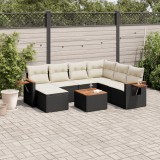 Gossi set mobilier de gradina cu perne, 8 piese, negru, poliratan