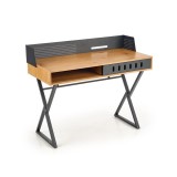 Birou HM B43, cadru metalic, MDF, spatiu depozitare, 110x51x90 cm, stejar negru