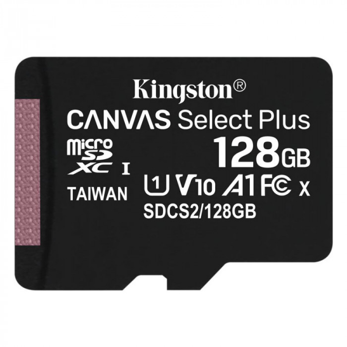 Card Memorie MicroSDXC Kingston Canvas Select Plus, 128Gb, Clasa 10 / UHS-1 U1, 100 MB/s SDCS2/128GBSP