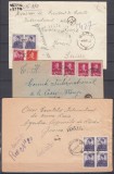 ROMANIA 1943/1946 REGELE MIHAI I UZUALE/PLIC LOT 3 PLICURI CIRCULATE RECOMANDAT STAMPILA CENZURA ROMANIA-GENEVA COMITETUL INTERNATIONAL CRUCEA ROSIE