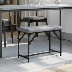 Banca de bucatarie, gri deschis, 62x32x45 cm, otel si textil GartenMobel Dekor foto