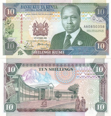 Kenya 10 Shilingi 14.10.1989 UNC foto